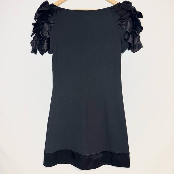 Laundry By Shelli Segal Black Mini Dress with Ruffled Sleeves Size 4 - Picture 6 of 8